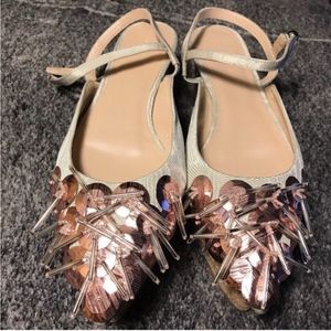 DELPOZC Silk and Leather Flats